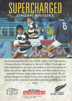 1995 Card Crazy Authentics Rugby Union NPC Superstars - Supercharged #2 Zinzan Brooke Back
